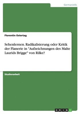bokomslag Sehenlernen. Radikalisierung oder Kritik der Flanerie in "Aufzeichnungen des Malte Laurids Brigge" von Rilke?