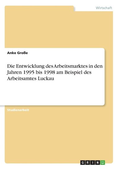 bokomslag Die Entwicklung des Arbeitsmarktes in den Jahren 1995 bis 1998 am Beispiel des Arbeitsamtes Luckau