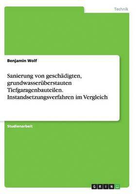 Benjamin Wolf - Sanierung von geschädigten, grundwasserüberstauten Tiefgaragenbauteilen. Instandsetzungsverfahren im Vergleich, Häftad