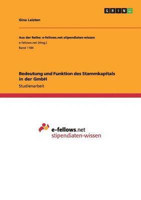 bokomslag Bedeutung und Funktion des Stammkapitals in der GmbH