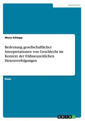 bokomslag Bedeutung gesellschaftlicher Interpretationen von Geschlecht im Kontext der frhneuzeitlichen Hexenverfolgungen