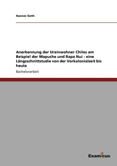 bokomslag Anerkennung der Ureinwohner Chiles am Beispiel der Mapuche und Rapa Nui - eine Längsschnittstudie von der Vorkolonialzeit bis heute