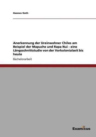 bokomslag Anerkennung der Ureinwohner Chiles am Beispiel der Mapuche und Rapa Nui - eine Langsschnittstudie von der Vorkolonialzeit bis heute