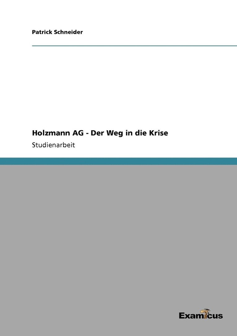 Patrick Schneider - Holzmann AG - Der Weg in die Krise, Häftad