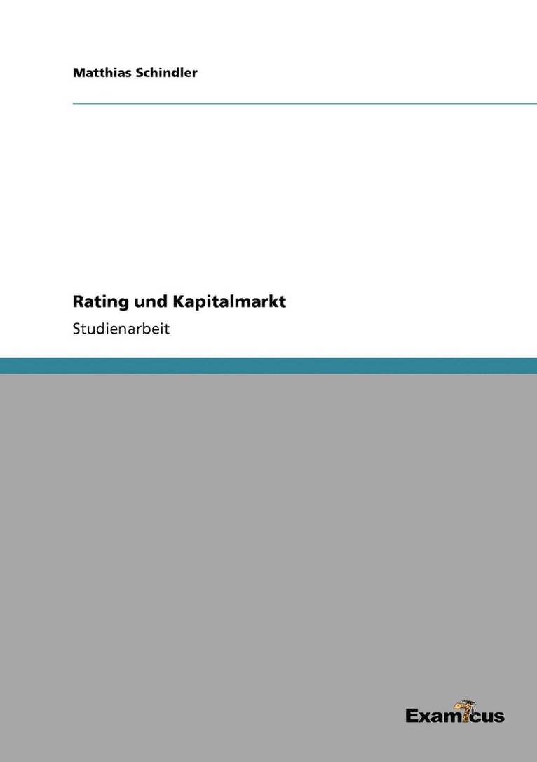 Rating und Kapitalmarkt 1