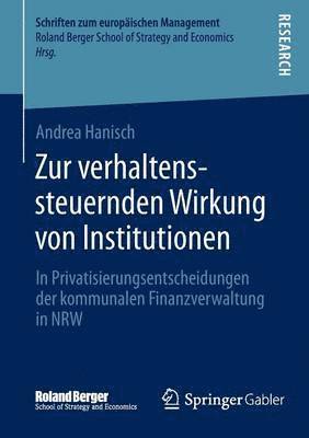 bokomslag Zur verhaltenssteuernden Wirkung von Institutionen