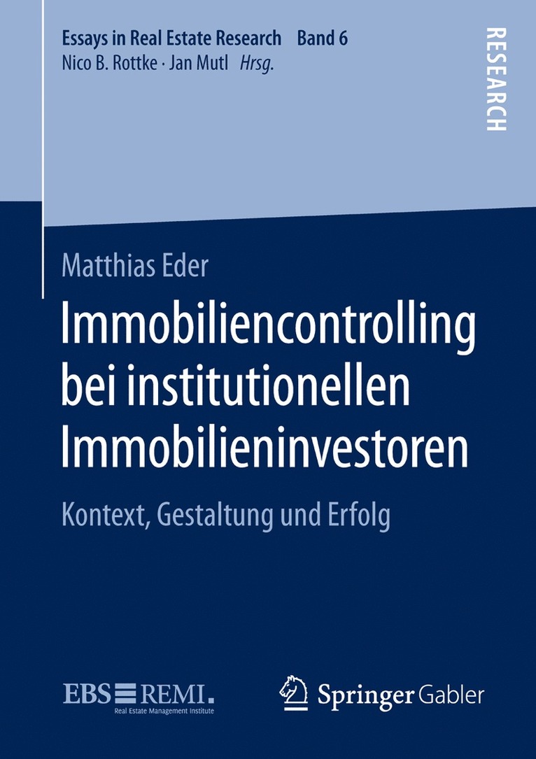 Matthias Eder - Immobiliencontrolling bei institutionellen Immobilieninvestoren, Inbunden