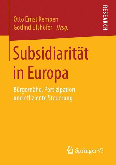 bokomslag Subsidiaritt in Europa