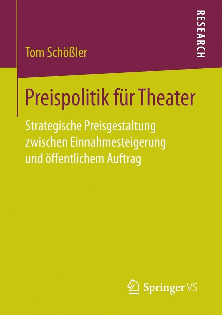 Tom Schößler, Tom Schoßler - Preispolitik für Theater, Häftad