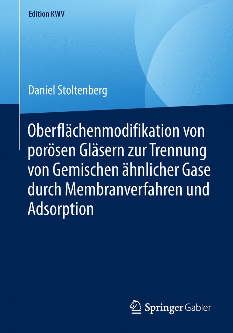 Daniel Stoltenberg - Oberflächenmodifikation von porösen Gläsern zur Trennung von Gemischen ähnlicher Gase durch Membranverfahren und Adsorption, Häftad