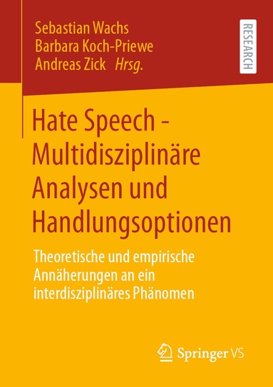 Sebastian Wachs, Barbara Koch-Priewe, Andreas Zick - Hate Speech - Multidisziplinäre Analysen und Handlungsoptionen, Häftad