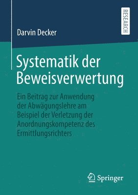 bokomslag Systematik der Beweisverwertung