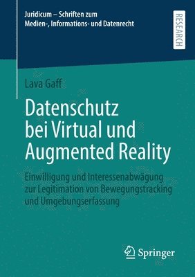 bokomslag Datenschutz bei Virtual und Augmented Reality