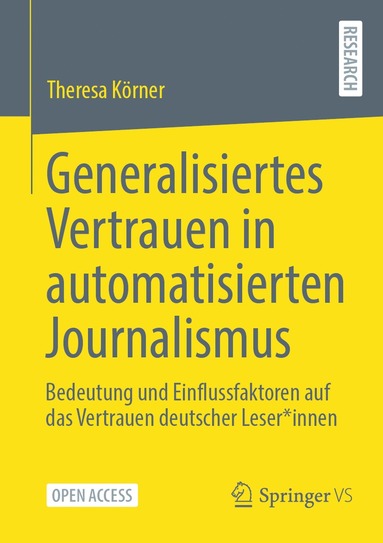 bokomslag Generalisiertes Vertrauen in automatisierten Journalismus