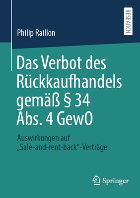 bokomslag Das Verbot des Rckkaufhandels gem  34 Abs. 4 GewO