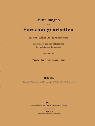 Anton Gramberg - Wirkungsweise und Berechnung der Windkessel von Kolbenpumpen, Häftad