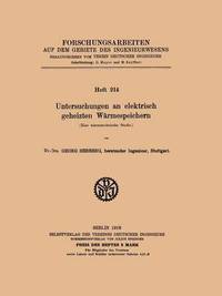 bokomslag Untersuchungen an elektrisch geheizten Wärmespeichern