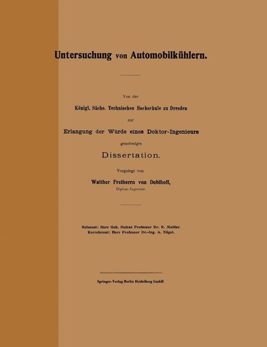 bokomslag Untersuchung von Automobilkhlern