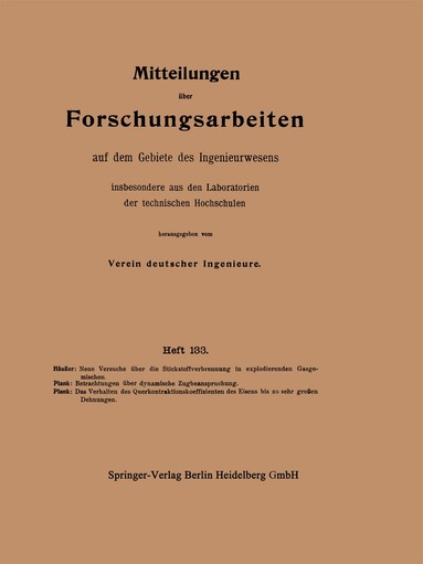 F. Häußer, Rudolf Plank - Mitteilungen über Forschungsarbeiten auf dem Gebiete des Ingenieurwesens, Häftad