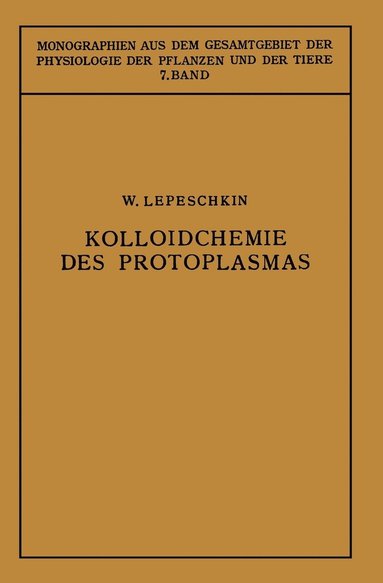 bokomslag Kolloidchemie des Protoplasmas