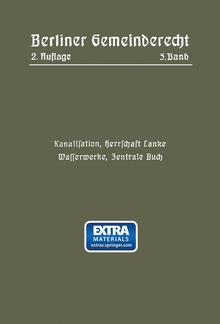 Kanalisation, Herrschaft Lanke, Wasserwerke, Zentrale Buch