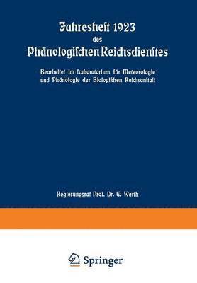 bokomslag Jahresheft 1923 des Phnologischen Reichsdienstes