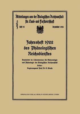 bokomslag Jahresheft 1922 des Phnologischen Reichsdienstes