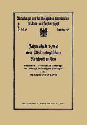 Jahresheft 1922 des Phnologischen Reichsdienstes 1