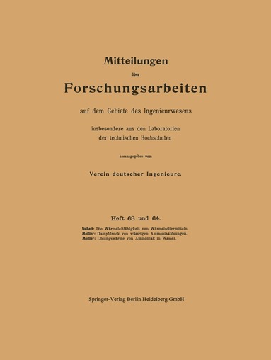 Verein deutscher Ingenieure - Mitteilungen über Forschungsarbeiten auf dem Gebiete des Ingenieurwesens, Häftad