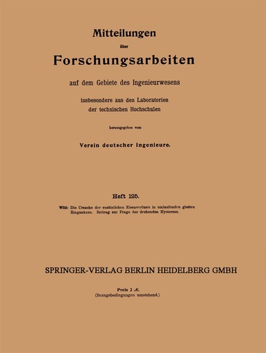 Julius Wild - Die Ursache der zusätzlichen Eisenverluste in umlaufenden glatten Ringankern, Häftad