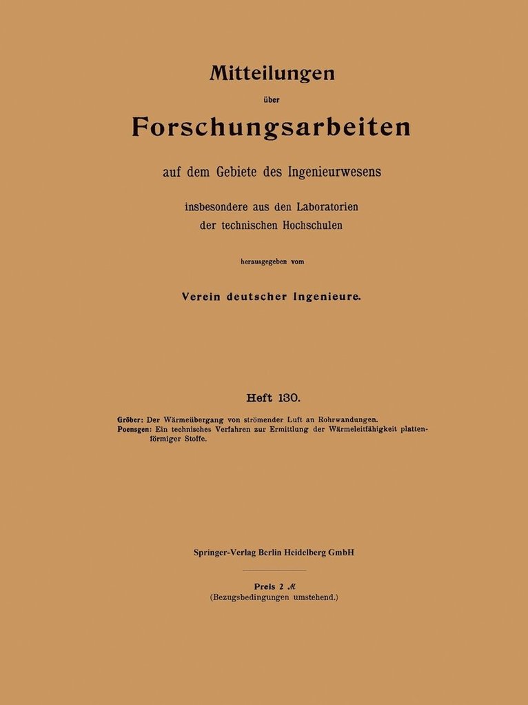 Mitteilungen ber Forschungsarbeiten auf dem Gebiete des Ingenieurwesens 1