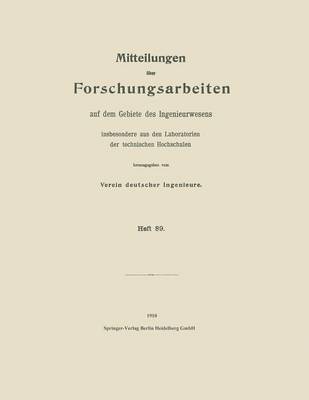 bokomslag Mitteilungen ber Forschungsarbeiten auf dem Gebiete des Ingenieurwesens