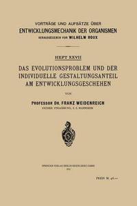 bokomslag Das Evolutionsproblem und der Individuelle Gestaltungsanteil am Entwicklungsgeschehen