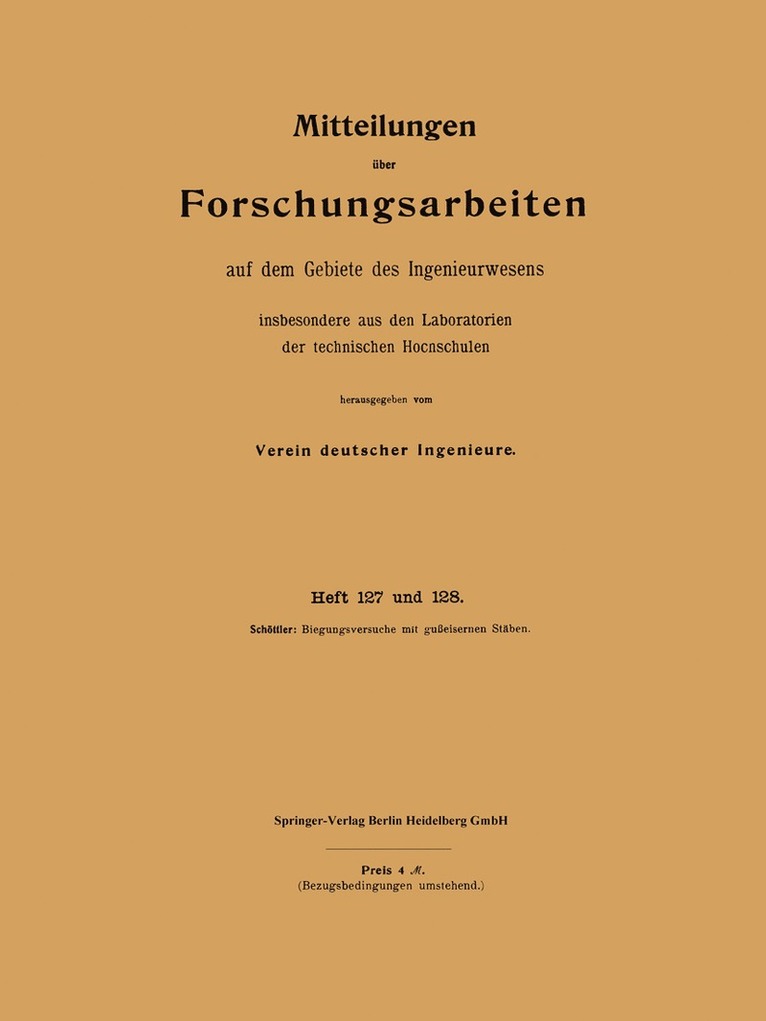 Mitteilungen über Forschungsarbeiten auf dem Gebiete des Ingenieurwesens