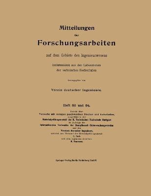 bokomslag Mitteilungen ber Forschungsarbeiten auf dem Gebiete des Ingenieurwesens