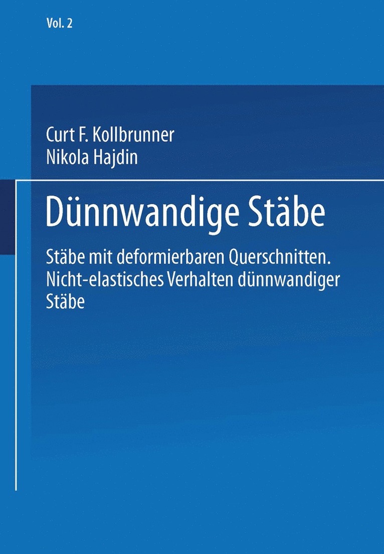Curt F. Kollbrunner, Nikola Hajdin - Dünnwandige Stäbe, Häftad