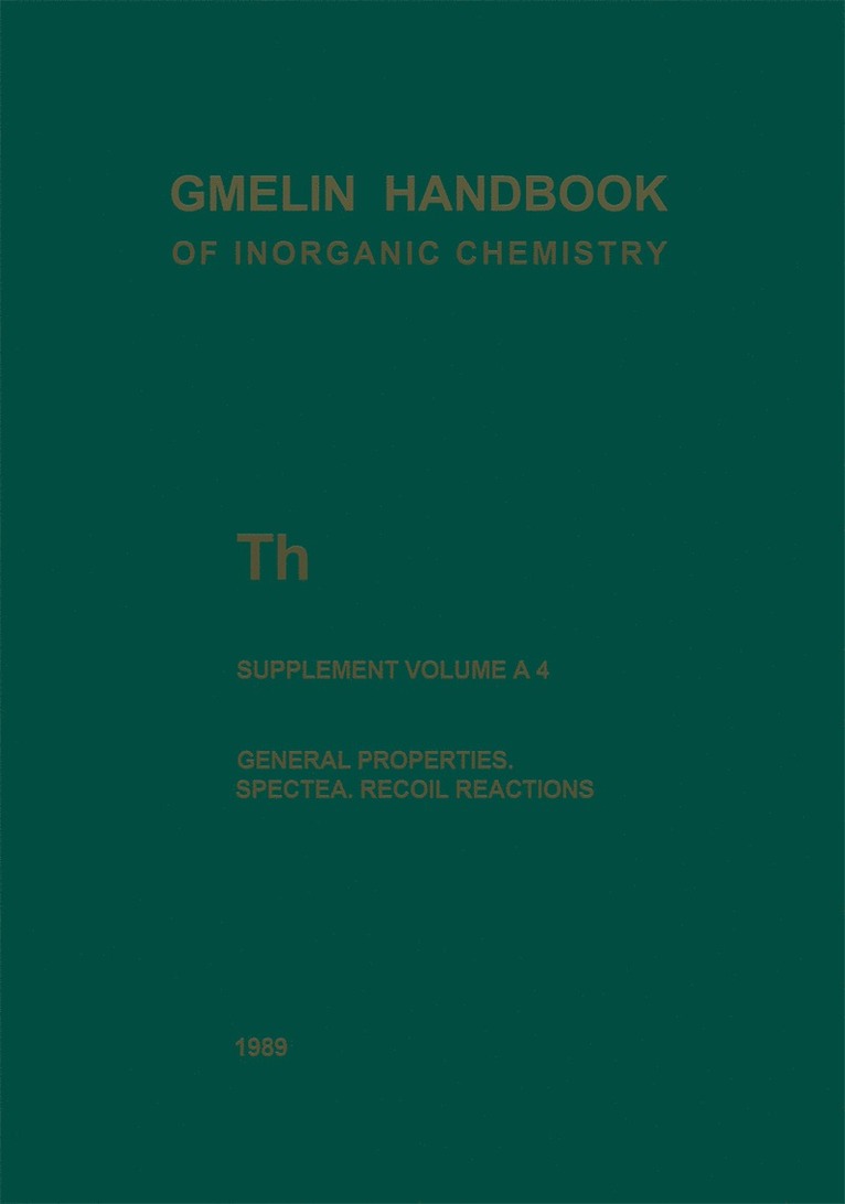 Robert G. Behrens, Michael Bickel, Rolf Engleman, Jean Fuger, Lawrence E. Grimes, Basil Kanellakopulos, Daniel J. Lam, Kurt Roessler, Boyd W. Veal, Rudolf Keim, Cornelius Keller - Th Thorium, Häftad