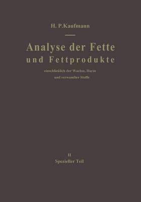 bokomslag Analyse der Fette und Fettprodukte