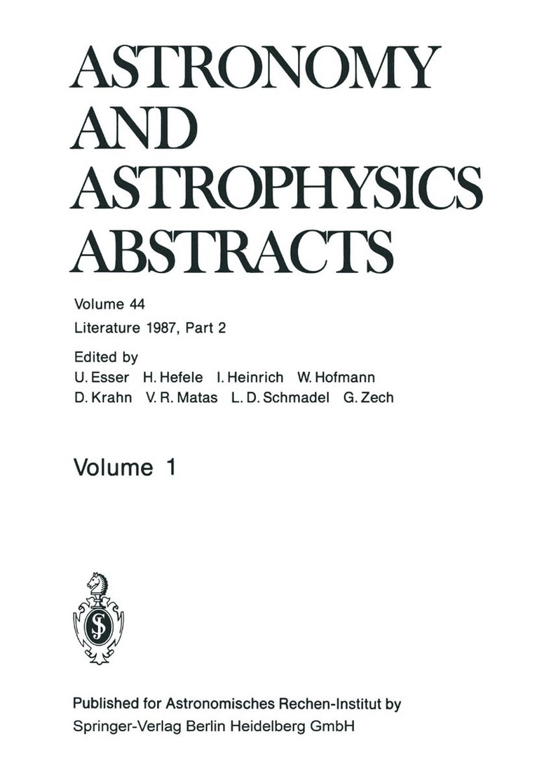 U. Esser, H. Hefele, I. Heinrich, W. Hofmann, D. Krahn, V. R. Matas, L. D. Schmadel, G. Zech - Literature 1987, Part 2, Häftad