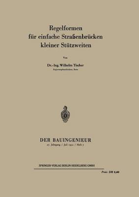 bokomslag Regelformen für einfache Straßenbrücken kleiner Stützweiten