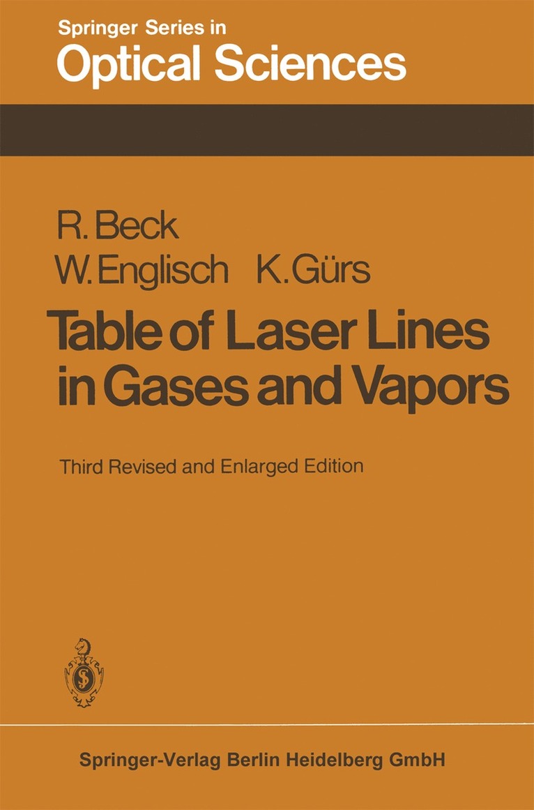 Table of Laser Lines in Gases and Vapors 1