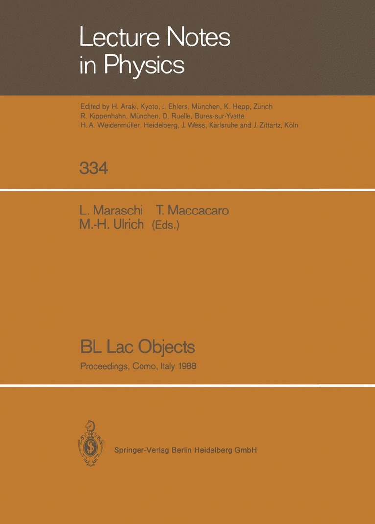 Laura Maraschi, Tommaso Maccacaro, Marie-Helene Ulrich - BL Lac Objects, Häftad