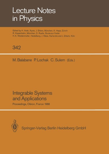 Mikhael Balabane, Pierre Lochak, Catherine Sulem - Integrable Systems and Applications, Häftad