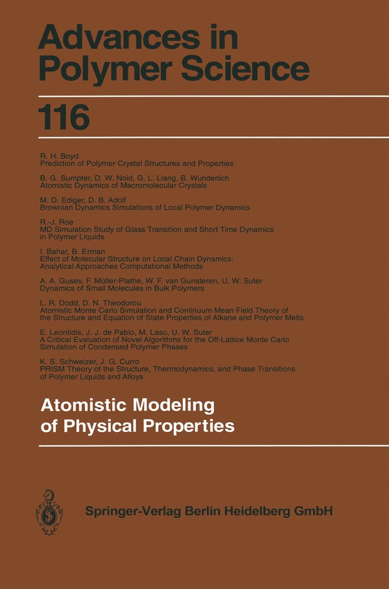 Lucien Monnerie, U.W. Suter, U. W. Suter - Atomistic Modeling of Physical Properties, Häftad