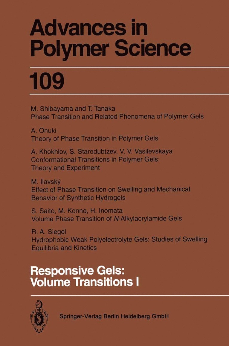 Karel Dusek - Responsive Gels: Volume Transitions 1, Häftad