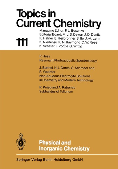 J. Barthel, H. J. Gores, P. Hess, R. Kniep, A. Rabenau, G. Schmeer, R. Wachter - Physical and Inorganic Chemistry, Häftad