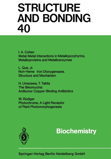 Xue Duan, Lutz H. Gade, Gerard Parkin, Kenneth R. Poeppelmeier, Fraser Andrew Armstrong, Mikio Takano, David Michael P. Mingos - Biochemistry, Häftad