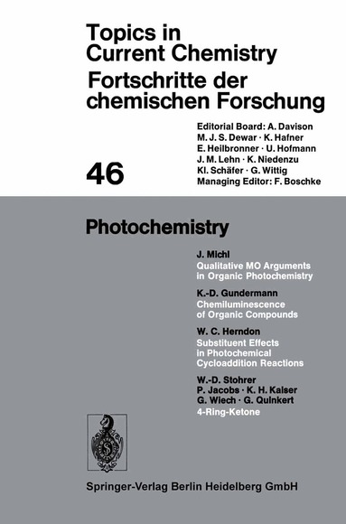 Josef Michl, Karl-Dietrich Gundermann, William C. Herndon, Wolf-Dieter Stohrer, Peter Jacobs, Klaus H. Kaiser, Gerhard Wiech, Gerhard Quinkert - Photochemistry, Häftad