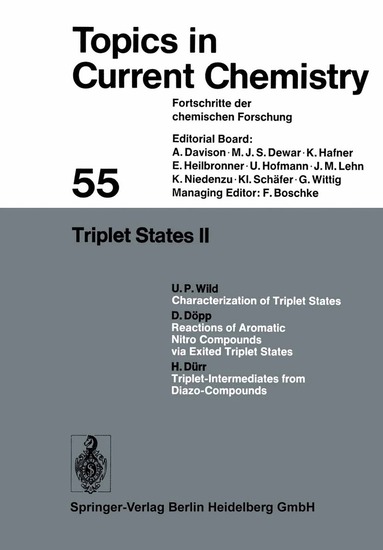 Urs P. Wild, Dietrich Döpp, Heinz Dürr - Triplet States II, Häftad