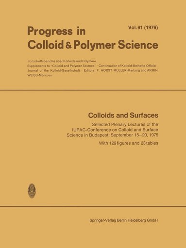 bokomslag Colloids and Surfaces